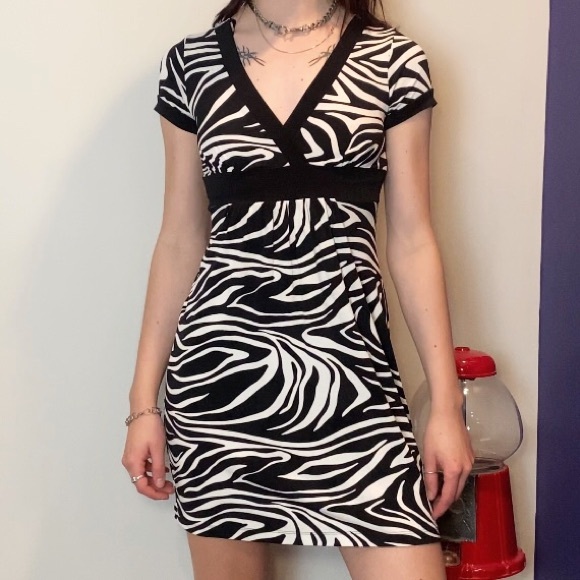 Vintage Sweet Storm Y2K Zebra Dress - Picture 3 of 3